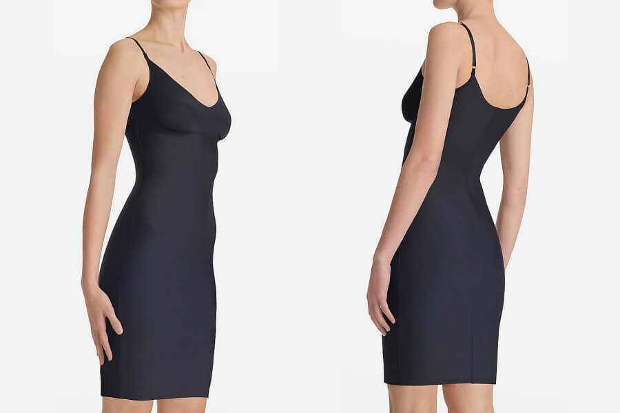 Shape wear slip styles with spaghetti straps are an excellent option for summer dresses.
