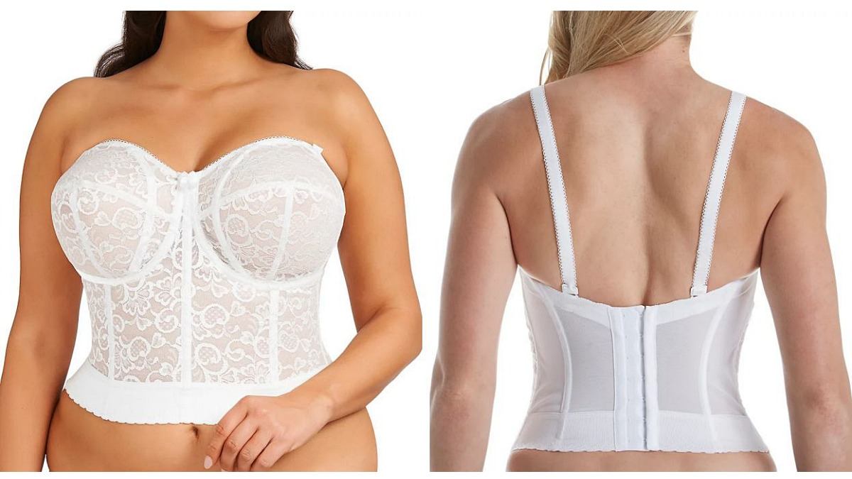 A longline bra provides excellent support and an elegant look for wedding dresses.