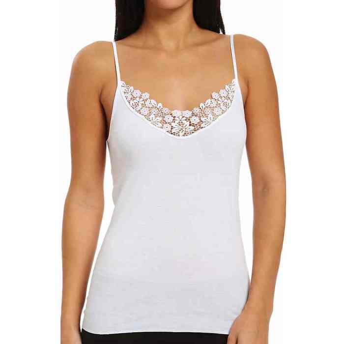 A lace trim camisole is a nice option if you're looking for a dressier style.