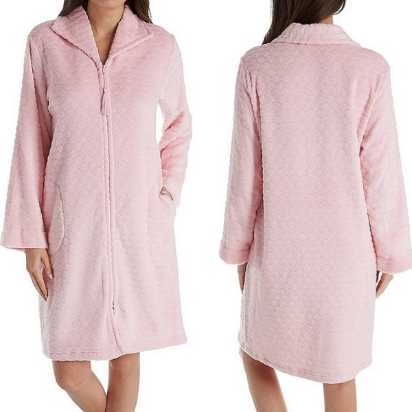 Zip front ladies robes are the perfect choice for lounging at home and binge watching Netflix.