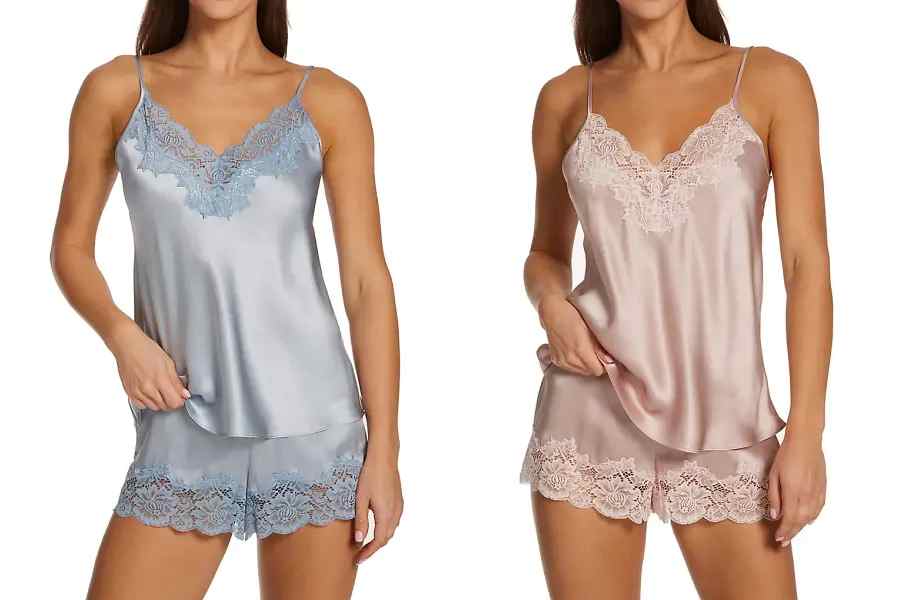 A lace trim camisole set with matching panties is an elegant gift any time of year.