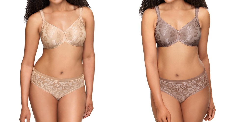 Plus lingerie in pretty patterns with a slight sheen are perfect for everyday wear.