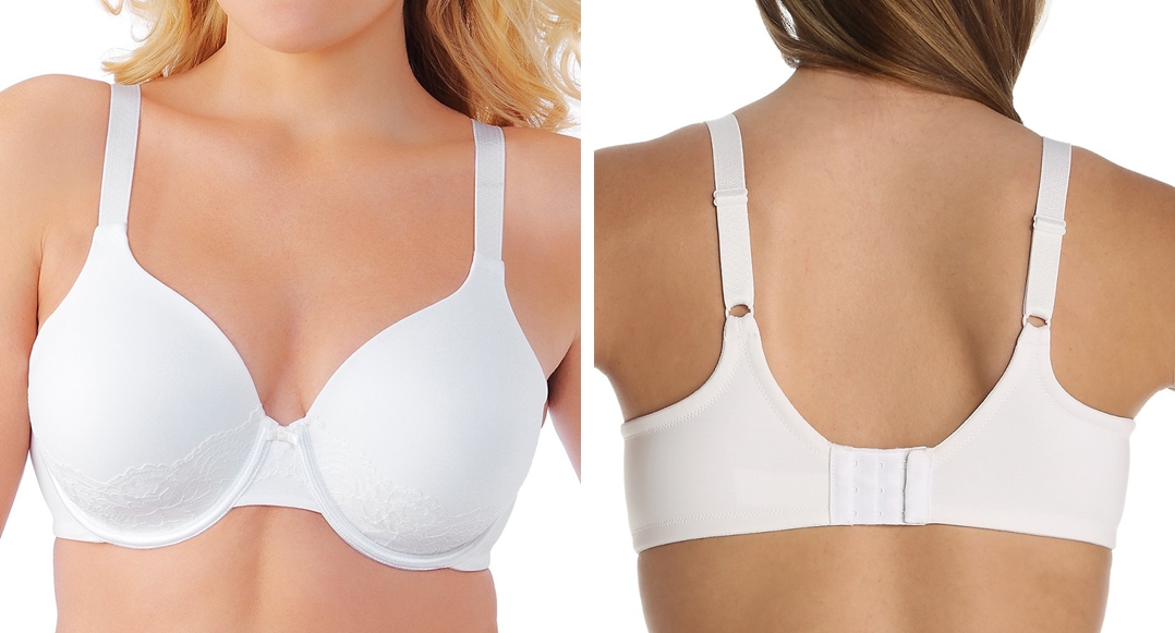 Full figure bras with built-in stretch panels help prevent bumps and bulges.