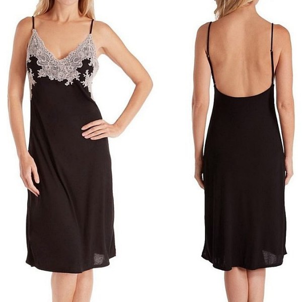 Long silk nightgowns with contrasting lace are a timeless look that never goes out of style.