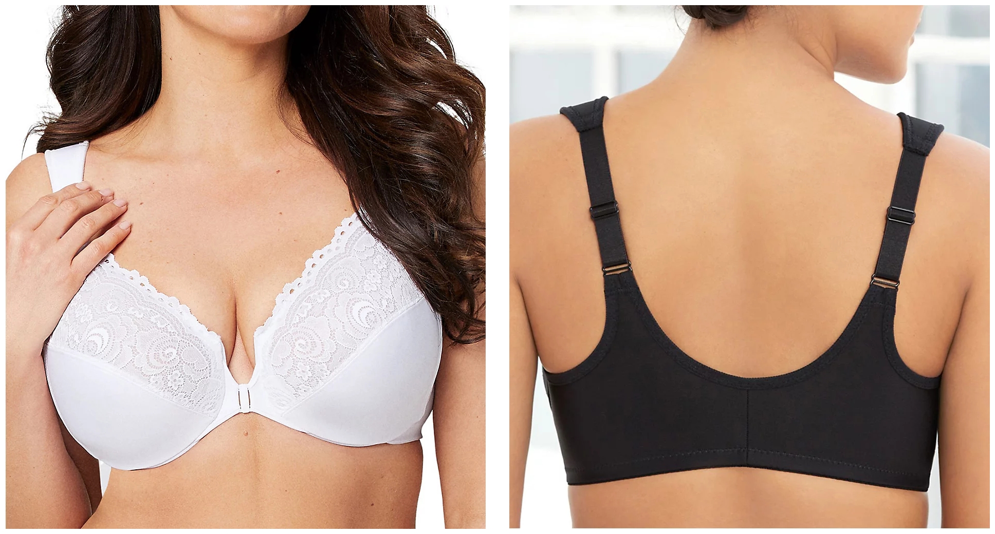 Large size bras with a front closure are easy to put on and take off.